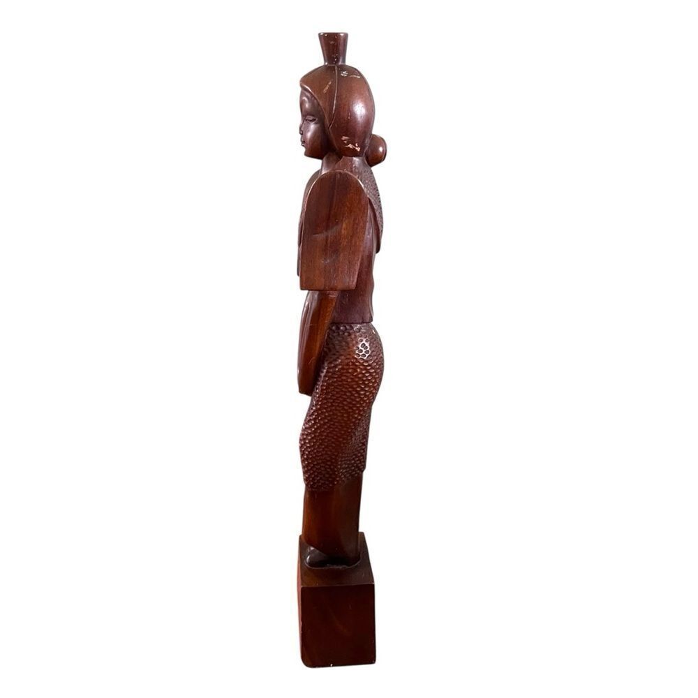 Vintage Hand Carved Wooden Indonesian Woman Goddess Statue - Picture 4 of 10
